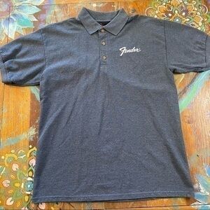 Really Clean Fender Spaghetti Logo Polo - Charcoal - Size Medium